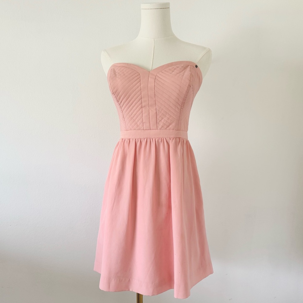 Guess Pink Strapless Peplum Dress